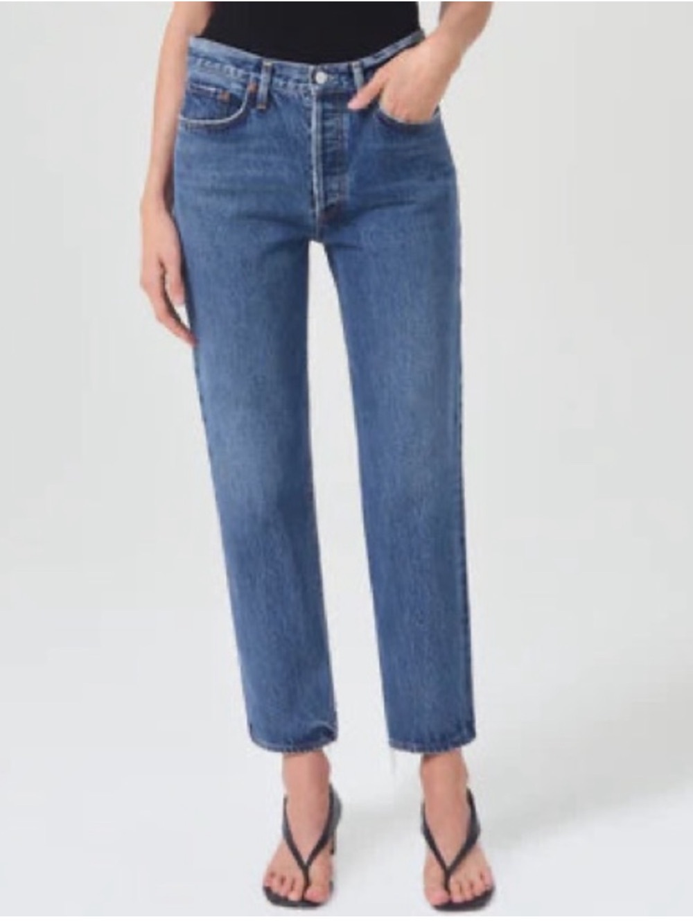 Agolde Lana Crop Mid Rise Vintange Straight Blue Jeans Size 33 Organic Cotton